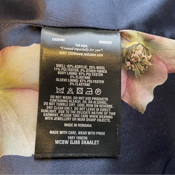 Ted Baker London Wool Blend Plaid Wrap Coat | Size 0 (US 2–4) - Picture 9 of 9